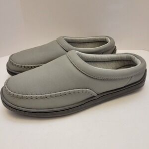 My Slippers By My Pillow Women's Gray Leather Slippers Sz 9 Cushioned Loafer EUC